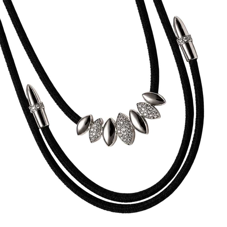 Dune Tie Necklace – Silver / Black