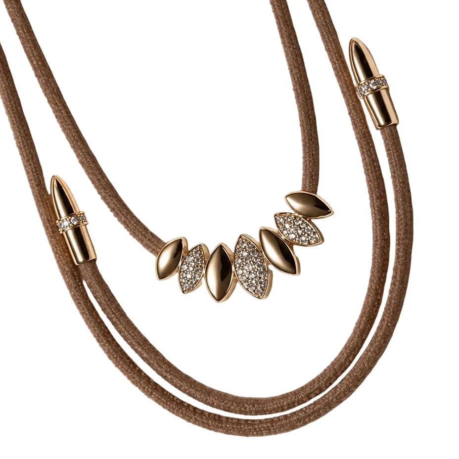 Dune Tie Necklace – Gold / Taupe