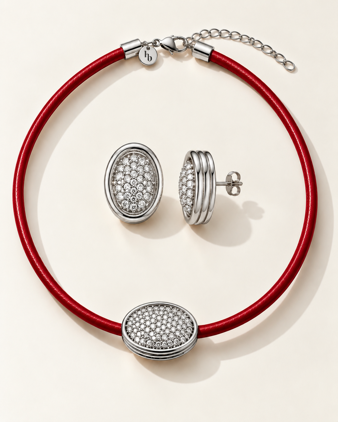 Ostra Choker + Earrings – Silver / Red