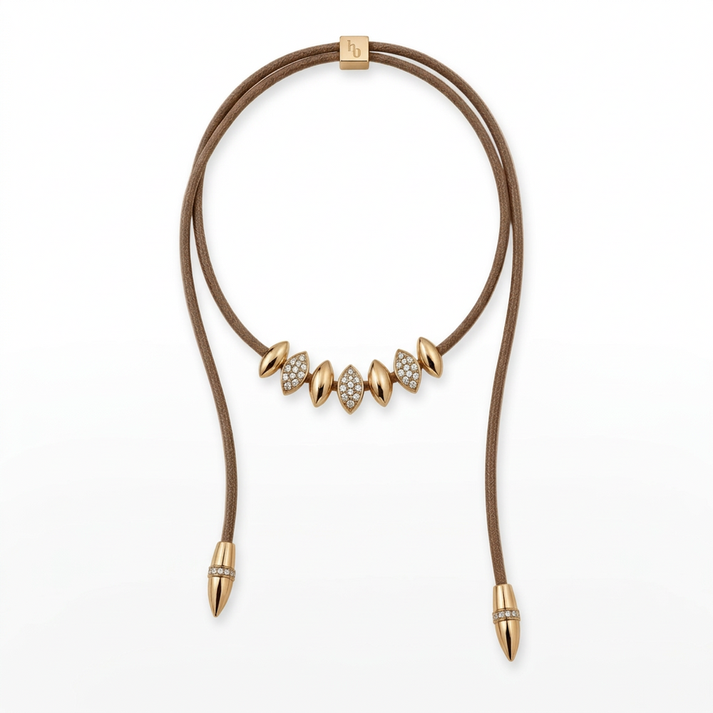 Dune Tie Necklace – Gold / Taupe