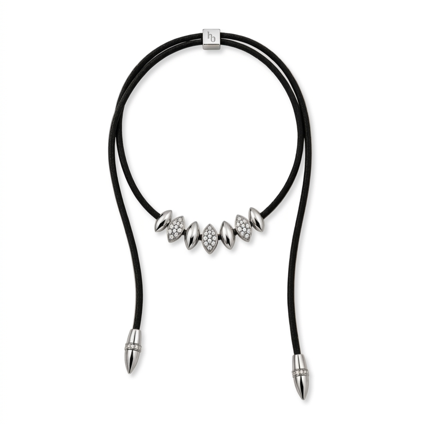 Dune Tie Necklace – Silver / Black